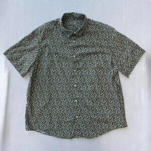 M&S Green Shamrock Lucky Irish Button Short Sleeve Shirt Size XL St. Patrick's